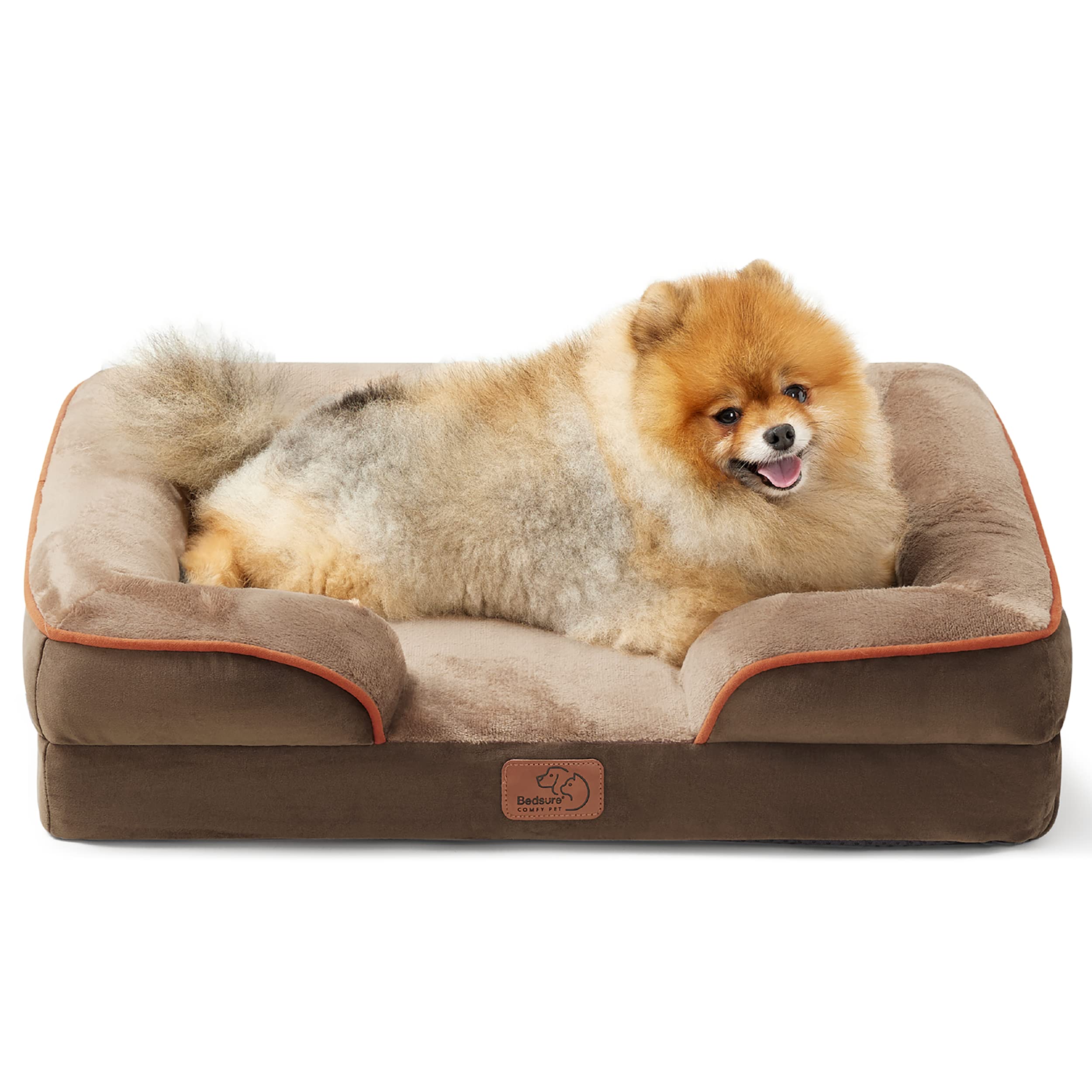 Photo 1 of Bedsure Orthopedic Dog Beds for Small Dogs - Washable Small Dog Cat Bed Waterproof, Comfort Pet Couch Sofa with Washable Removable Cover, Pets Bed with Nonskid Bottom, Brown, 24"