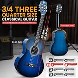 Pyle Beginner Acoustic Guitar 99 cm Classical Kit Nylon Strings Blue Burst Gloss view 3