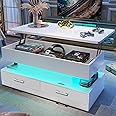 SEDETA 40" Lift Top Coffee Table, Coffee Tables with Storage for Living Room, Small Coffee Table with 2 Drawers & LED Light for Dining Reception Room, White