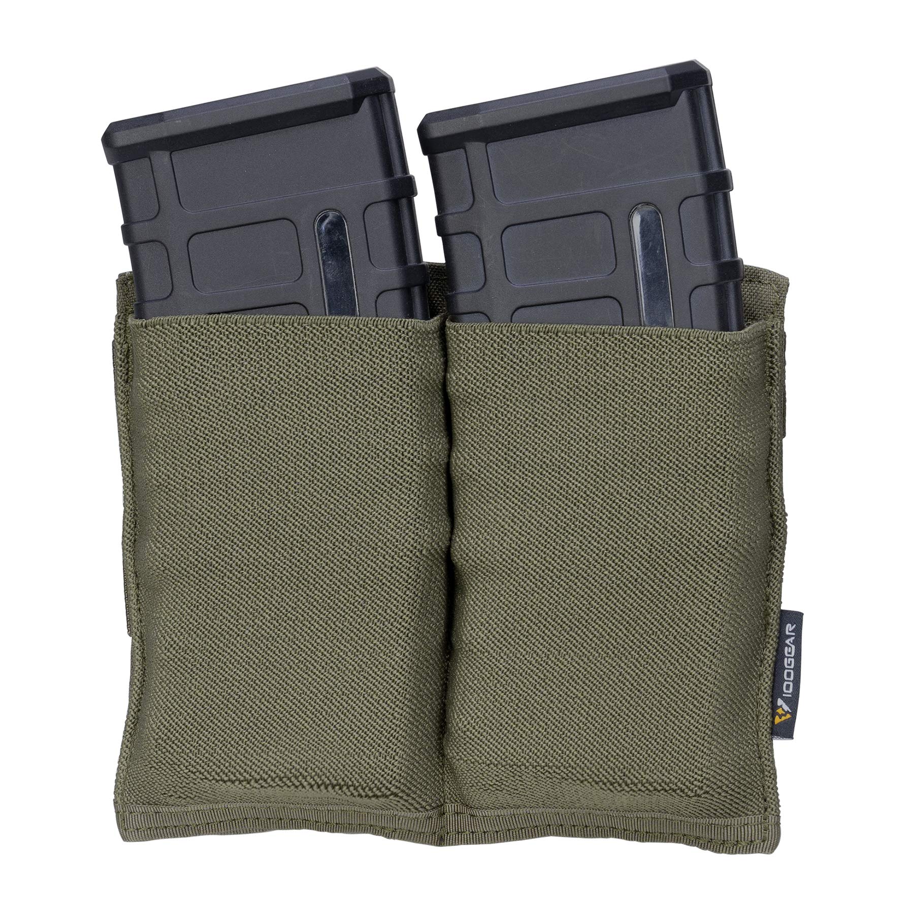 IDOGEAR Double Mag Pouches M4 MOLLE Magazine Pouch Elastic Tactical Mag Holder for Rifle Magazines (Ranger Green)