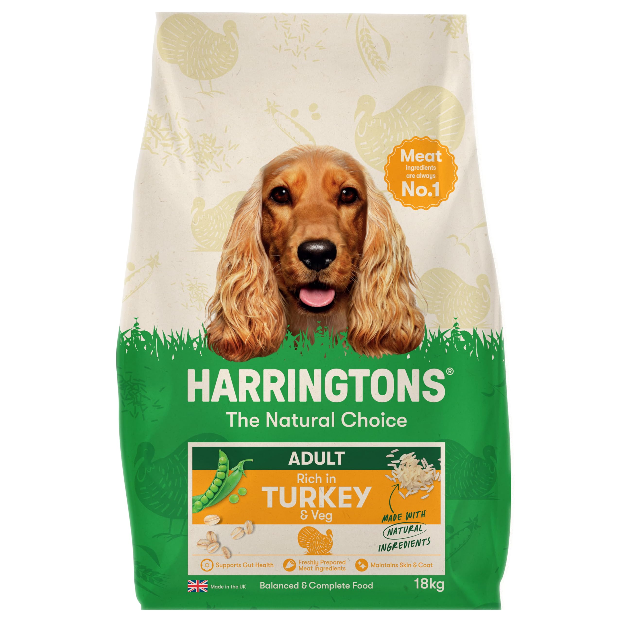 Harringtons Complete Dry Adult Dog Food Turkey & Veg 18kg - Made with All Natural Ingredients (Packaging may vary)