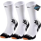 TENYSAF Men's Compression Running Socks: Coolmax Athletic Crew Socks Moisture Wicking Anti-Blister Cushion for Hiking 3 Pairs