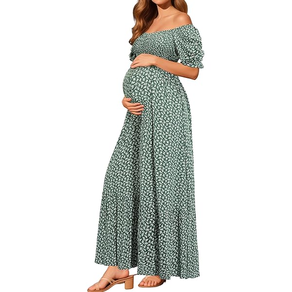 white christmas dresses Angel Maternity Bella White Floral Print Maternity Dress for Baby Shower or A Party