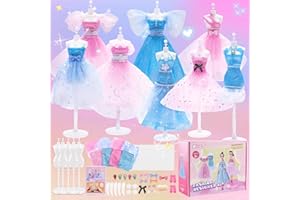 AHCo. Fashion Designer Kit with 5 Mannequins & 2 Extra Poseable Dolls, Sewing & Arts Crafts Kit for Girls Ages 5 6 7 8-12, Creative Birthday Gift for Kids