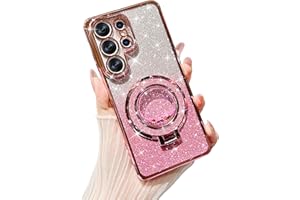 Designed for Samsung Galaxy S26 Ultra Case Clear Sparkle with Bling Liquid Flowing Kickstand & Camera Lens Protector,Luxury P
