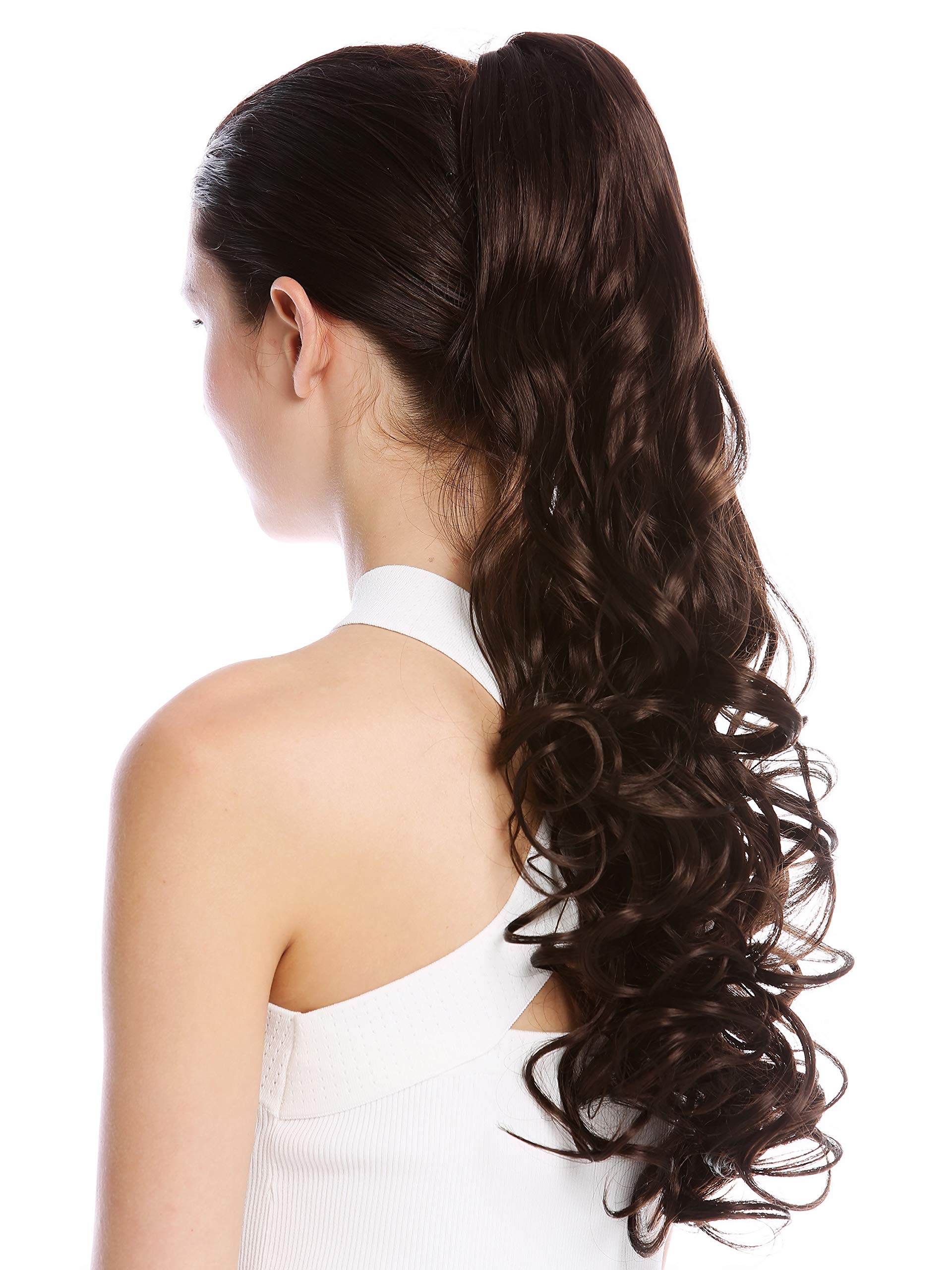 WIG ME UP - DM44-V-6 Ponytail Hairpiece Extensions long voluminous curled wild straggly wet look brown 21inch