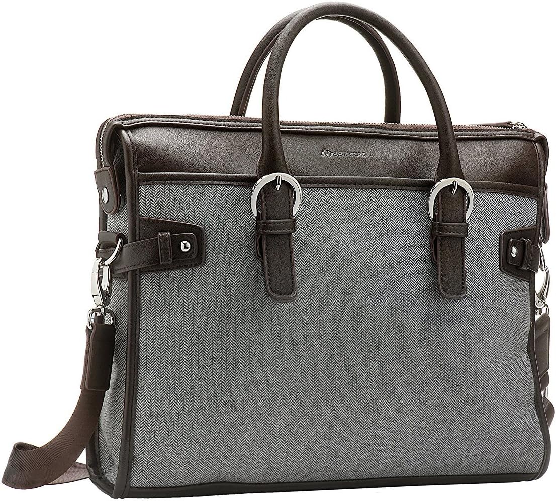 Handbag Luggage Laptop Bag - Briefcase Fits 13 to 14 Inch Notebook (Brown)