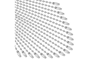 SANNIX 100Pcs Ball Beads Chain, Bulk Dog Tag Metal Chain, 4.72 Inches Ball Chain Keychains with Connectors (Silver)