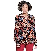 TRU Luxe Womens Printed Split Neck Popover