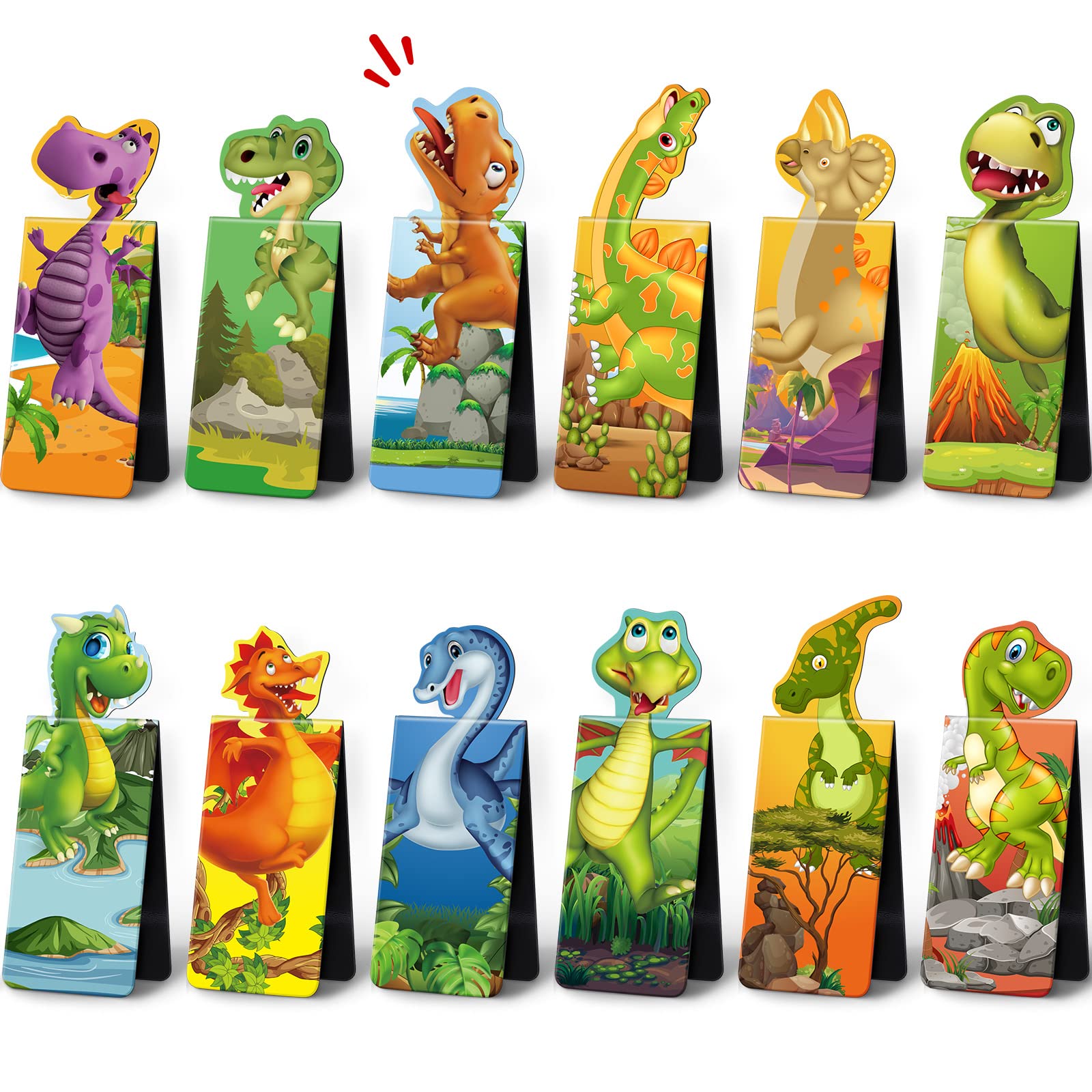 Sepamoon 12 Pcs Dinosaur Magnetic Bookmarks Bulk Magnet Page Clips for Mother’s Day Cute Gifts Funny Animal Book Marker for Book Lovers Reading Party Favor Students Teachers