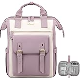 LOVEVOOK Laptop Backpack for Women, Teacher Nurse Bag Work Travel Computer Backpacks Purse,Water Resistant Daypack,Purple Beige 15.6in