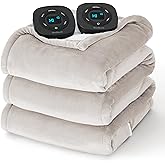 Bedsure Electric Blanket Queen Size - Dual Control Heated Blanket Queen, Fast Heating with 10 Time Settings & 10 Heat Settings, Warm Gift for Grandma (84x90 inches, Cream)