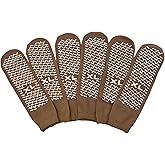 Comfort Axis 6 Pairs of Single Sided Non-Skid Travel Slipper Ankle Socks, Beige (X-Large)