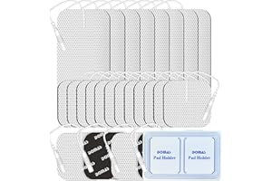 DOMAS 24 Pack 2x2&2x4 TENS Pads with Pad Holder, for TENS 7000, 30 Uses, Latex-Free, TENS Unit Electrode Replacement Pads Compatible with AUVON Etekcity & Other 2 mm Pin TENS Units
