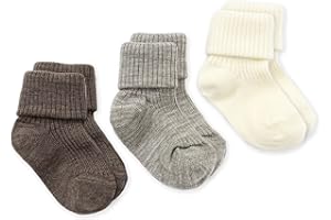 Woolino Wool Baby Socks, Washable Merino Wool Infant Toddler Kids Socks, Newborn to 8 Years (Pack of 3)