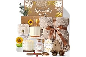 Coralogo Spa Gift Baskets for Women - Get Well Soon, Self Care, Relaxing Sunflower Gift Basket, 12pcs Spa Sets for Women, Luxury Gifts for Birthday Christmas Valentines Day Mothers Day