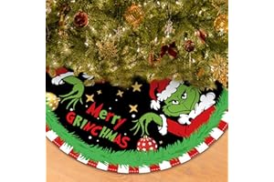 BATERZO Christmas Tree Skirt 48 Inch, Soft and Funny Merry Christmas Tree Collar Farmhouse Xmas Holiday Decoration (Style 1)