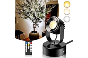 JIAQIYAN Spot Lights Indoor, Led Dimmable Spotlight with Remote Control, for Indoor Plants 7W, 3000K/4000K/5000K Floor Light for Corner Living Room Dorm or Bedroom with 5.9 FT Plug Cord