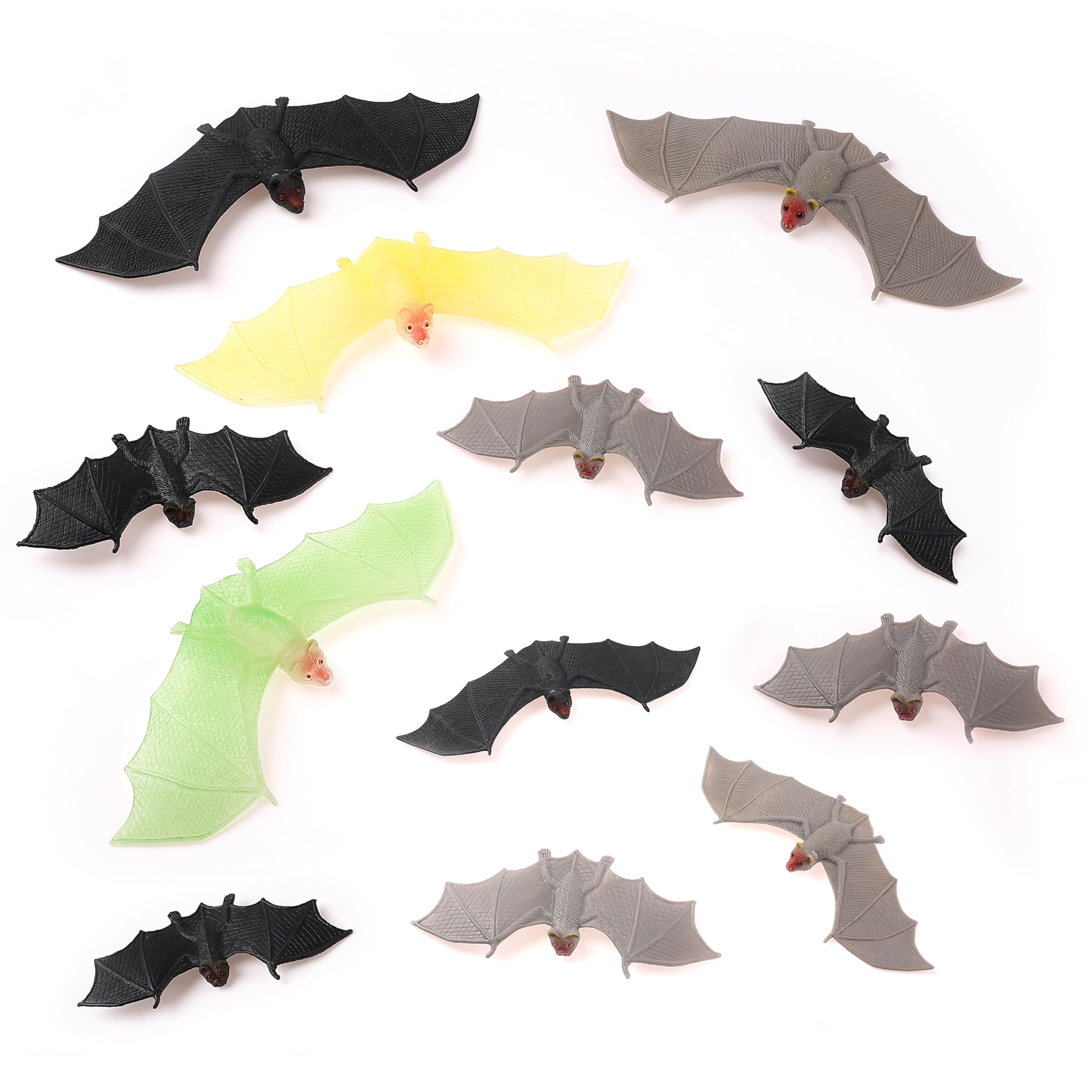 Flormoon Bat Figurines, 12 Pack Realistic Halloween Decoration Props, Party Favors, Cake Toppers, Display Ornaments, Educational Animal Figures Toys for Kids Adults