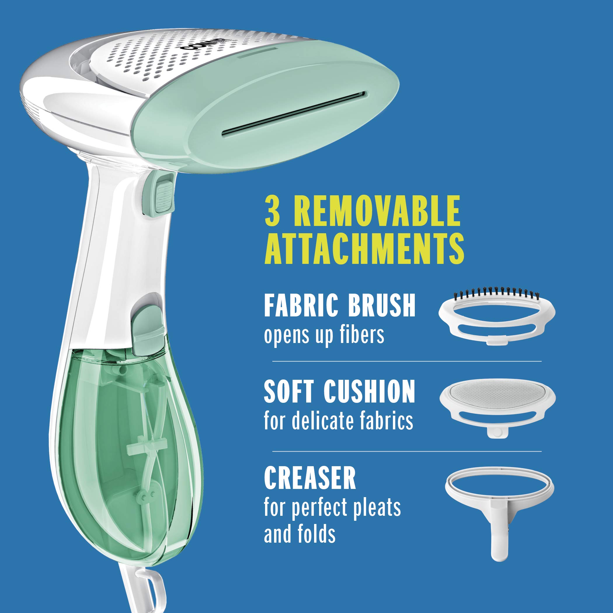 Conair Handheld Garment Steamer for Clothes, ExtremeSteam 1200W, Portable Handheld Design,White/Light Green