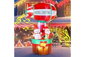 PUPPILUV 10FT Christmas Inflatables Santa Claus Outdoor Decorations, Christmas Blow Ups Airship Snowman, Inflatable Yard Decor with Built-in LED Lights for Xmas Garden Lawn Party