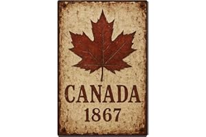 AtSup Canada Flag Sign 12x8Inches Canadian Maple Leaf Tin Metal Sign in Outdoor/Indoor Wall Decoration for Street Yard Porch 