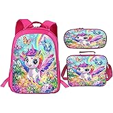 Quorin Unicorn Backpack Colorful School Bag 3PCS Backpack 16 Inch with Lunch Bag Set Lightweight for Teen Boys Girls Kids Elementary Middle School