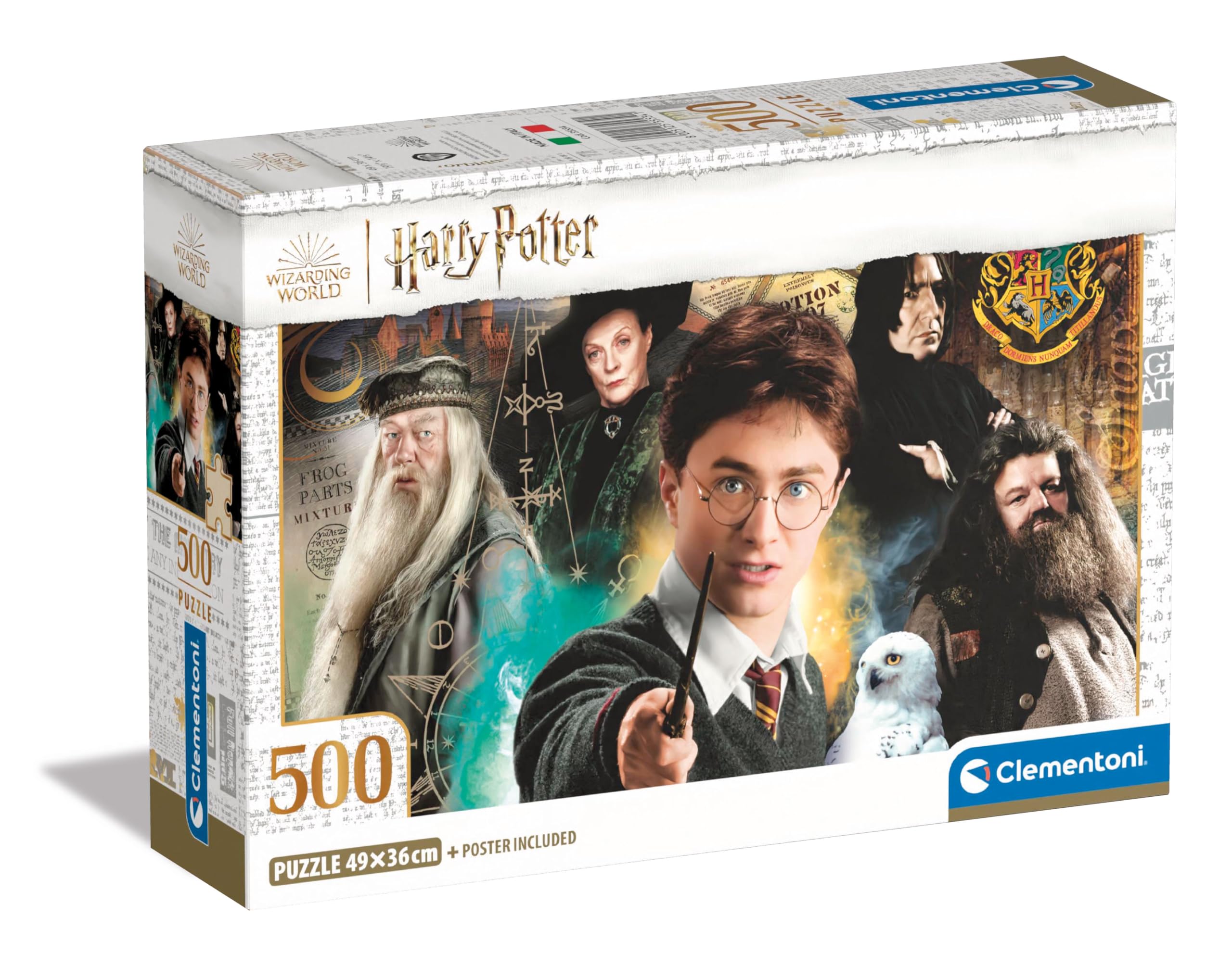 Clementoni Jigsaw Puzzle Harry Potter 500 Pieces - Poster Included, Puzzle For Adults 14-99 Years, Gift For Men/Women, Hogwarts, Made In Italy, 35534