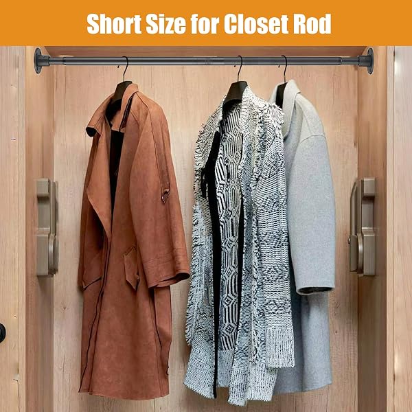 SHOWER CURTAIN ROD 30-49 INCH CLOSET ROD, 1 INCH DIAMETER ADJUSTABLE HEAVY DUTY SHOWER RODS ANTI-RUST WALL-MOUNTED FIXED SHOWER CURTAIN ROD, MATTE BLACK