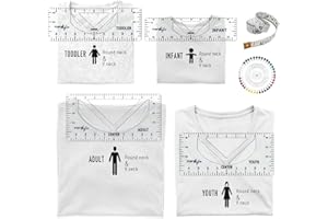 FINFINLIFE Tshirt Ruler Kit - 6Pcs, for Round Neck & V Neck, Tshirt Ruler Guide for Vinyl, Shirt Alignment, T Shirt Rulers to Center Designs, Transparent T Ruler for Infant Toddler Youth Adult