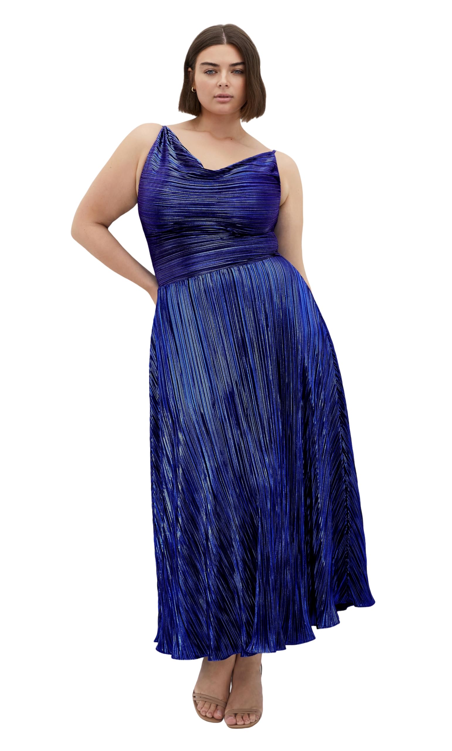 City Chic Women’s Plus Size Dress-Kamila Cowl Neck, Navy