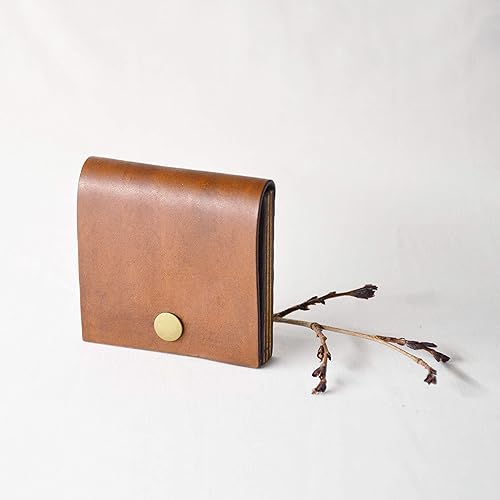 SQUARE Business Card Case//Leather & Wood Business Card