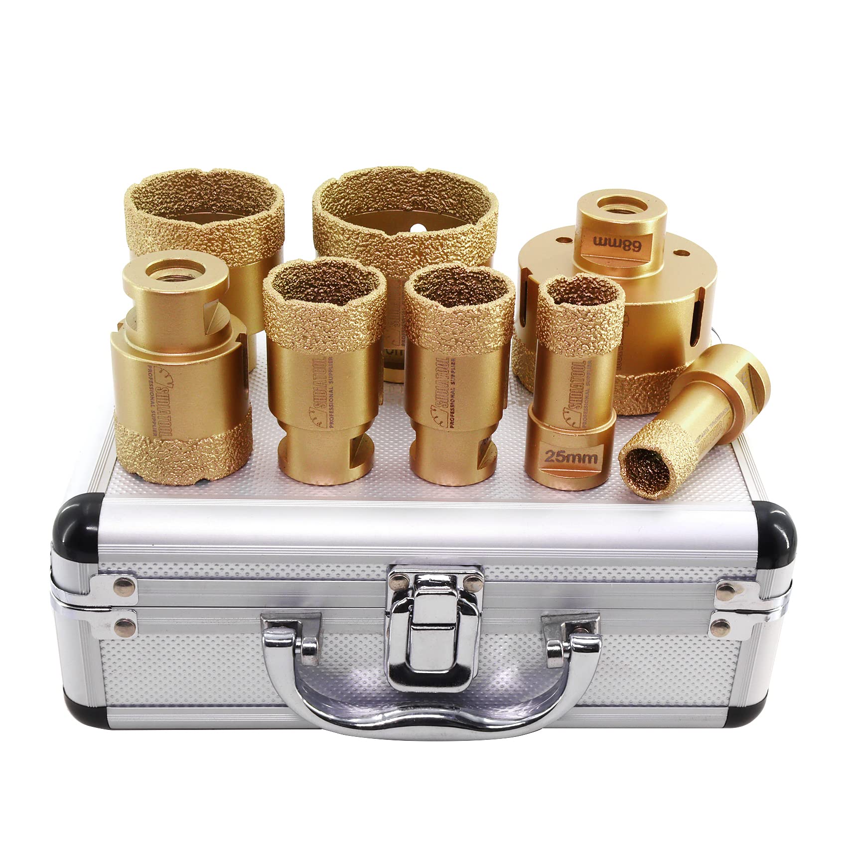 SHDIATOOL Diamond Drill Core Bits Kit 20/25/32/35/40/50/60/68mm with Box for Tile Porcelain Granite Marble-Set of 8 — image 1