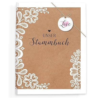 bigdaygraphix Stammbuch der Familie Familienstammbuch Sweet Vintage Kraftpapier und Spitze