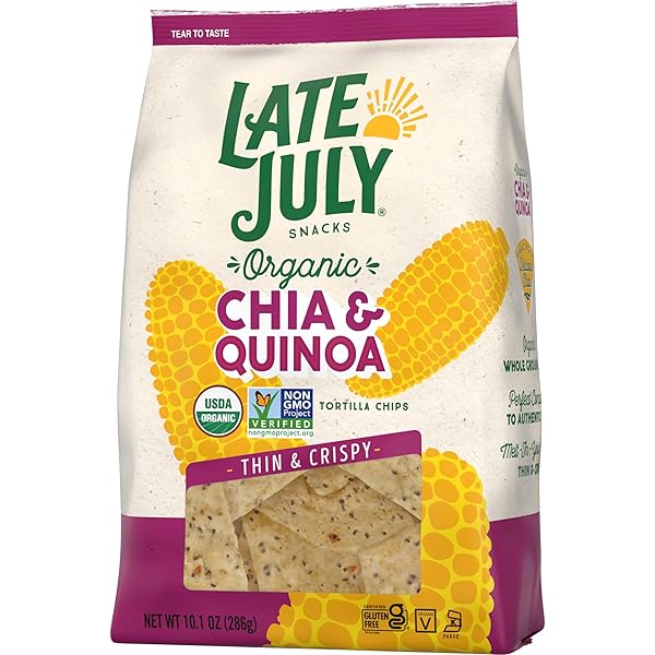 LATE JULY CHIA & QUINOA ORGANIC TORTILLA CHIPS, 10.1 OZ BAG