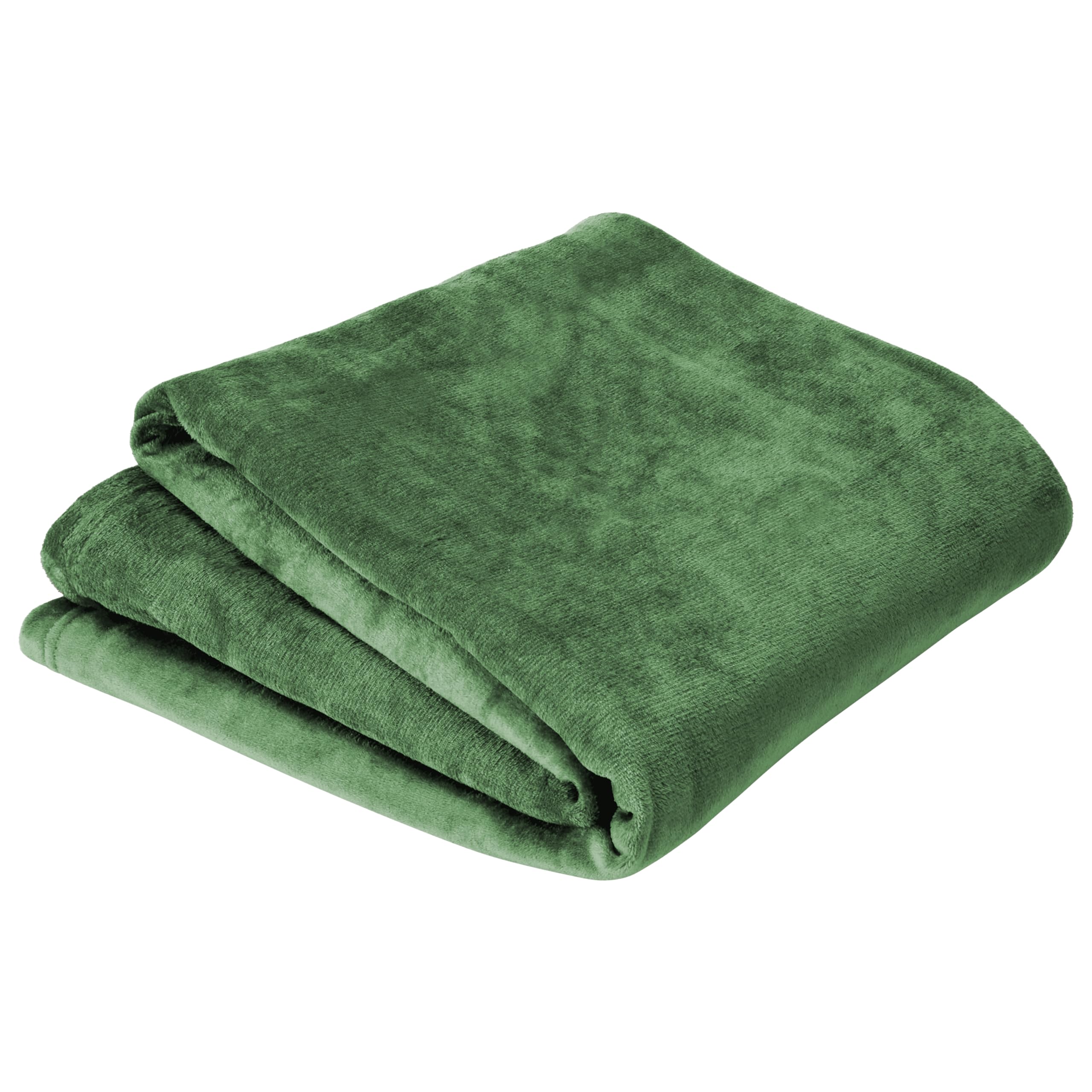 Olivia Rocco Flannel Fleece Throw Blanket Super Soft Warm Fluffy for Bed Sofa Couch Chair Lightweight and Cozy Solid Design, 130 x 150 cm Emerald Green — image 1
