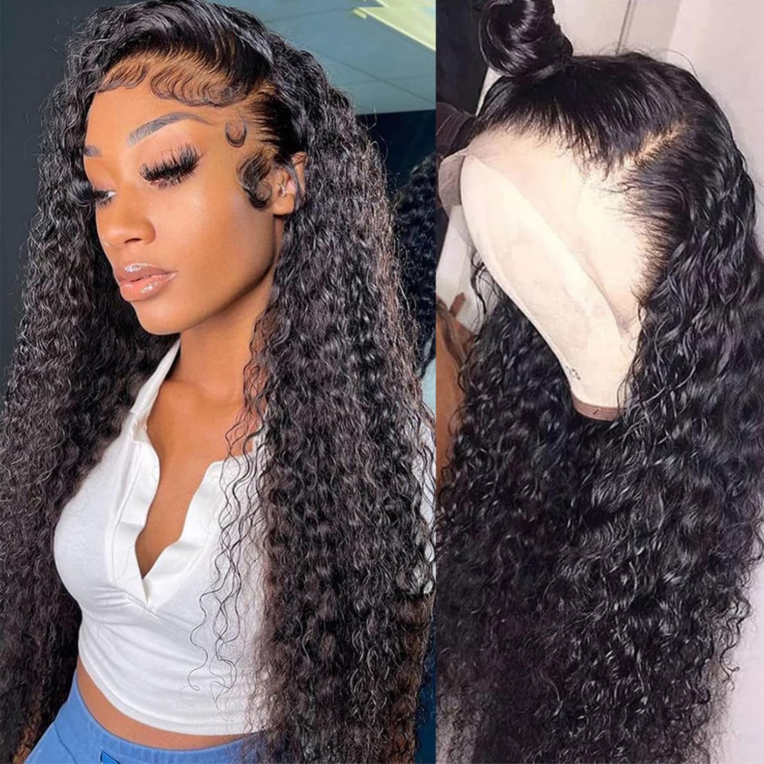 Volvetwig Water Wave Lace Front Wigs Human Hair Wigs for Women 13x4 Trasparent Glueless Pre Plucked Wet and Wavy Wig 26 inch