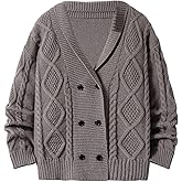 BEAUDRM Boy's Cable Knit Cardigan Sweaters Double Breasted Long Sleeve Knit Outerwear