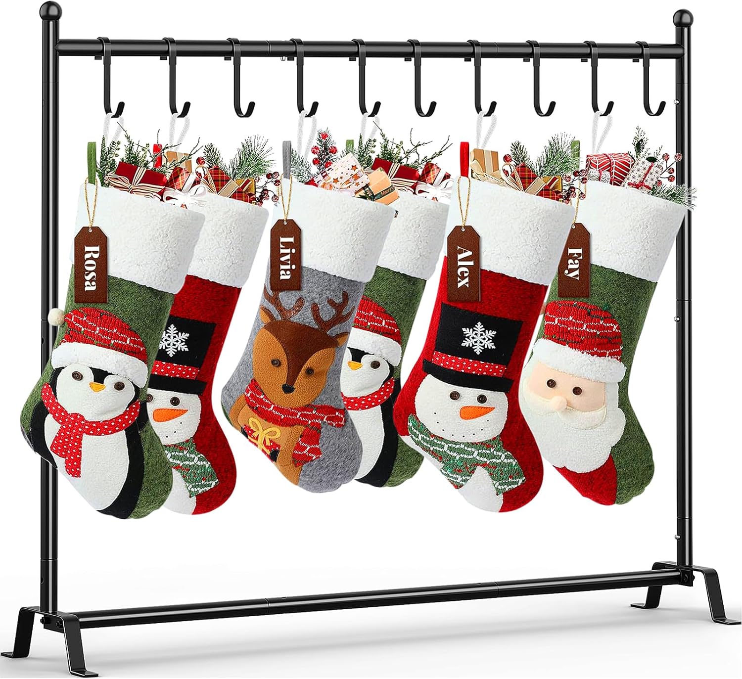 Stockings & Holders - Coonoor Christmas Stocking Holder Stand with 10 Hooks, 45