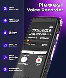 64GB Digital Voice Recorder: ZIPCIDE 4800 Hours