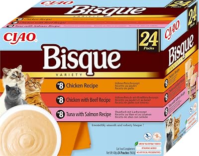 Ciao Bisque, Multipack Pollo, Ternera, Atún y Salmón, 960g (24 x 40g)