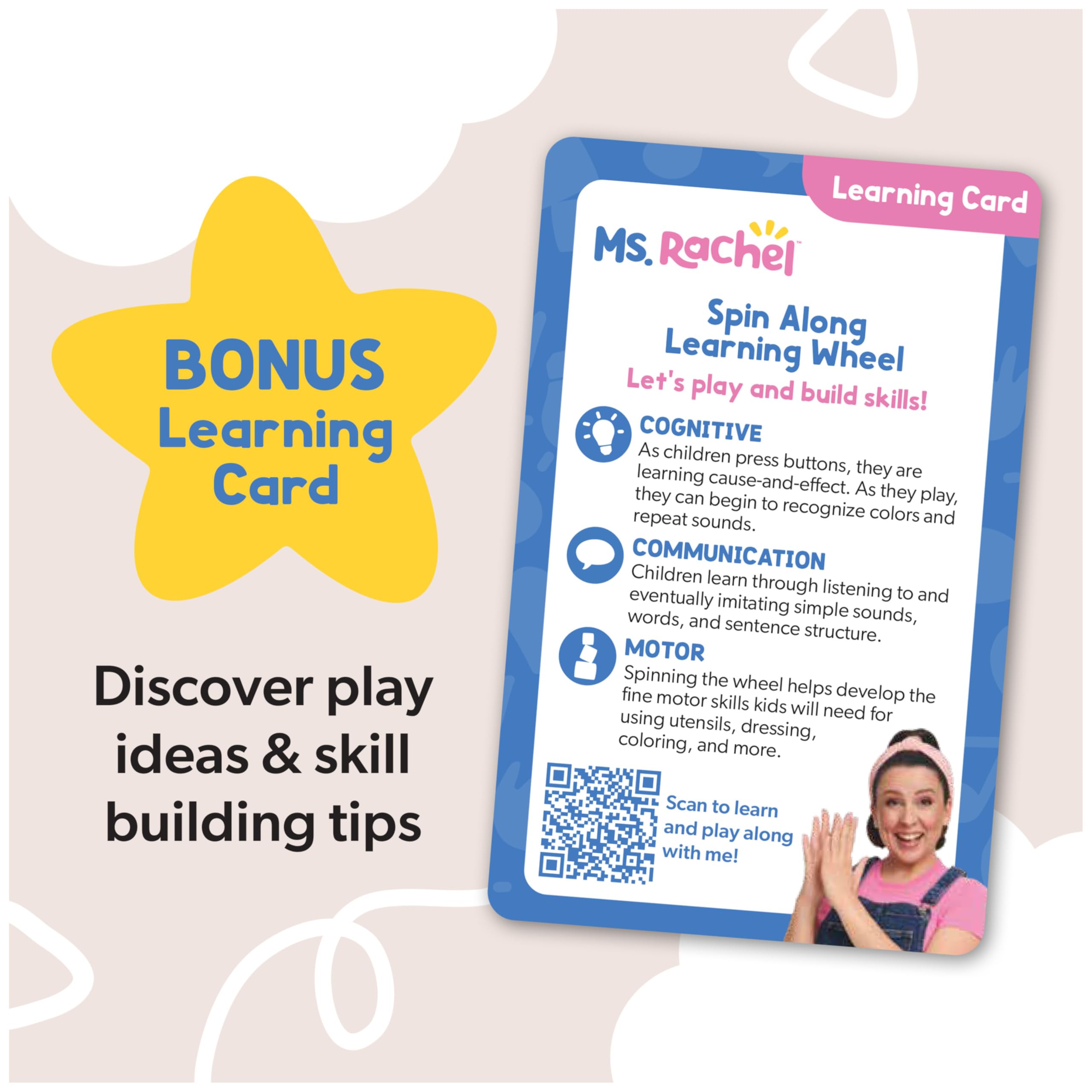 Ms. Rachel Official Spin Along Learning Wheel with 3 Learning Play Modes, Educational Toys & Toddler Toys for Girls & Boys Ages 1-3+