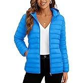 TACVASEN Women's Lightweight Puffer Jacket with Hood Pockets Quilted Padded Full-zip Water-Resistant Winter Coat