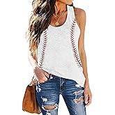 Baseball Tanks Top Women Love Baseball Graphic Shirts Baseball Sleeveless Tops Casual Workout Vest Shirt