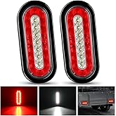 Nilight Trailer Tail Lights 2PCS 6 Inch Brake Reverse LED Lamp, Red White | 23 LEDs, Oval, IP67 Waterproof, Flush Surface Mount Grommets, Stop Running for Truck RV Boat Bus Lorry Camper Van Caravan