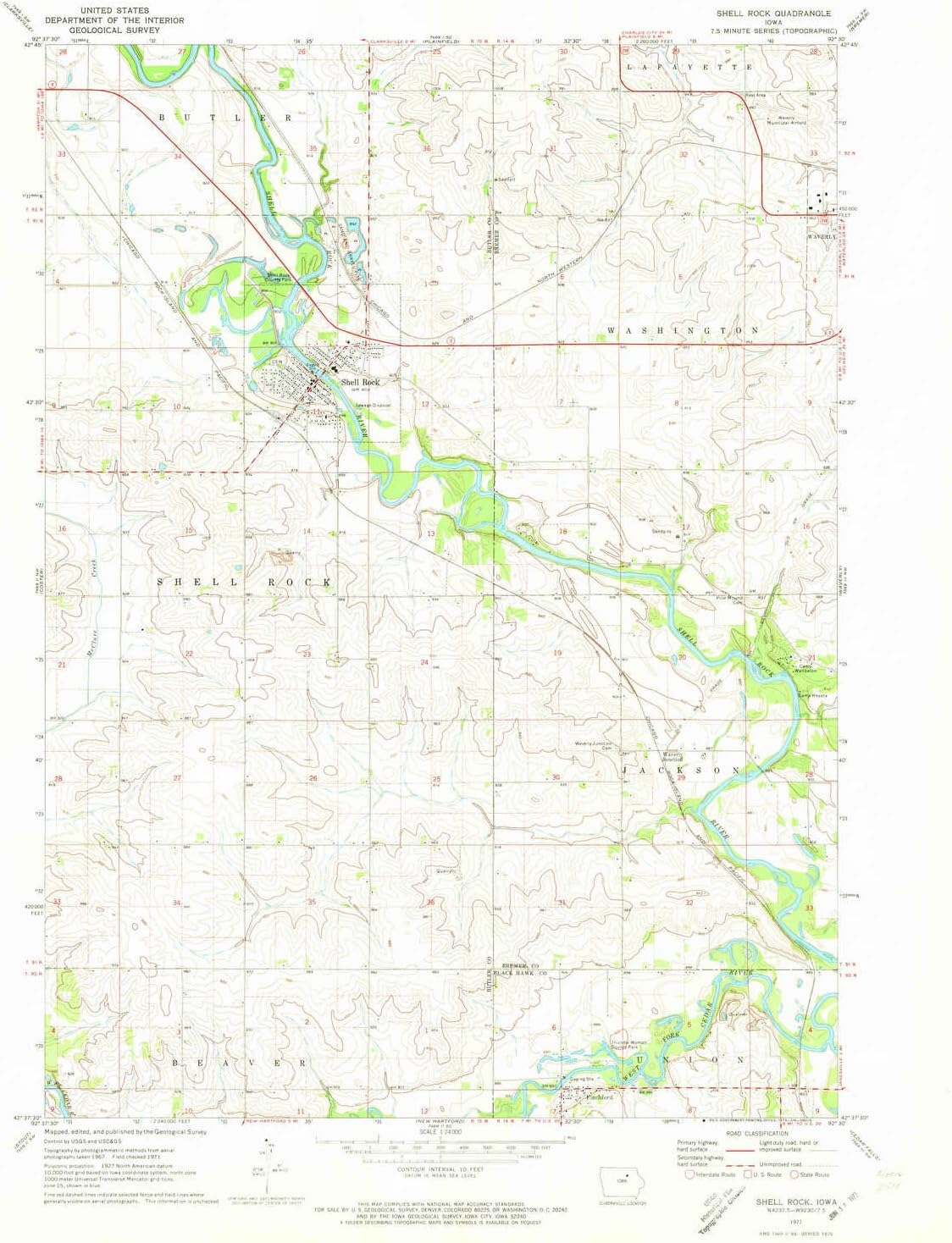 YellowMaps Shell Rock IA topo map, 124000 Scale, 7.5 X 7.