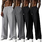 Neer 4 Pack Men's Lightweight Sweatpants Athletic Wide Leg Drawstring Open Bottom Pants Baggy Joggers Lounge with Pockets
