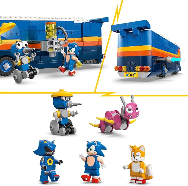 Sonic The Hedgehog Team Sonic Command Truck Toy - Interactive Set with an ATV Car & 5 Figures INCL. Tails - Gift for 8+ Year Old Boys, Girls & Gaming Fans - 77006