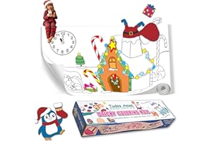 Todos Aman DIY No Mess Restickable Sticky Coloring Drawing Paper Roll, Fun Relaxing Therapeutic Activity for Toddlers, Kids, Adults (2-Pack, Merry Christmas + Random)