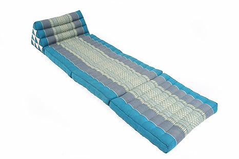 Handelsturm Thaikissen mit Dreieck, faltbar, 170x50 3 Auflagen Thaimuster Blautöne mit Füllung aus Kapok
